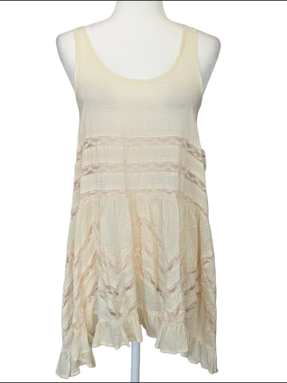 Free People Womens Yellow Pink Lace Voile and Lace Trapeze Slip Dress NWT XS